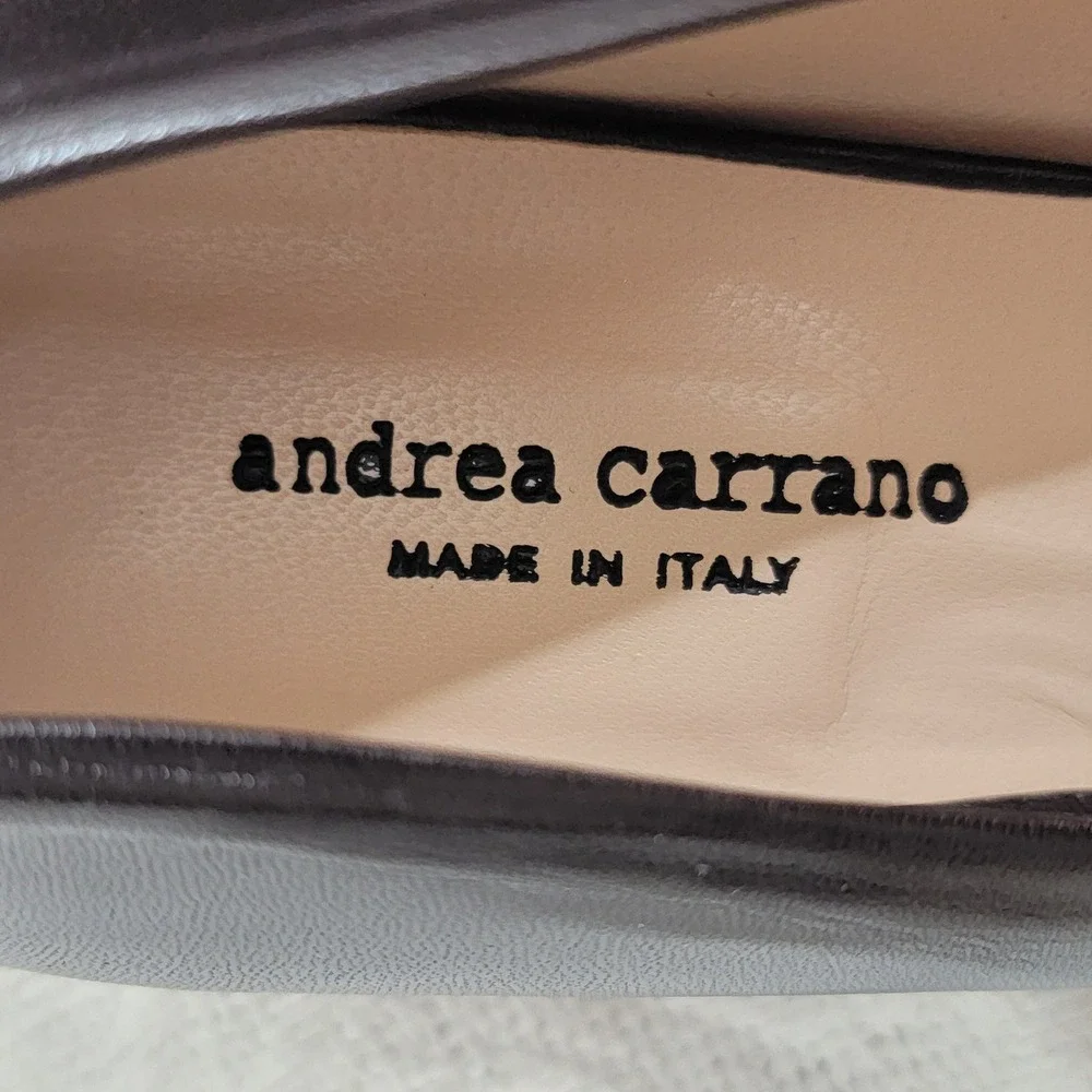 Andrea Carrano NEW Made‎ in Italy Dark Brown Block Heel Leather Pumps 41 10-10.5